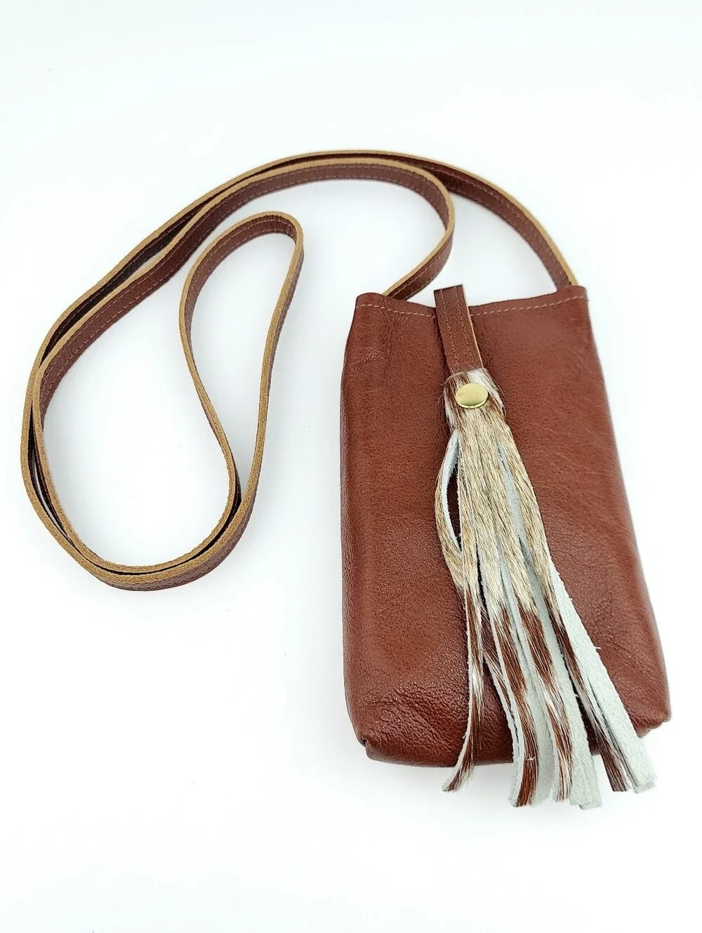 Beaudin Designs Leather Tassel Phone Crossbody Bag